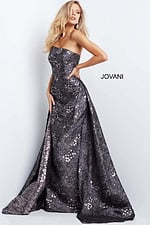 Model in Jovani 06255 gown highlighting the sweetheart neckline and radiant design.
