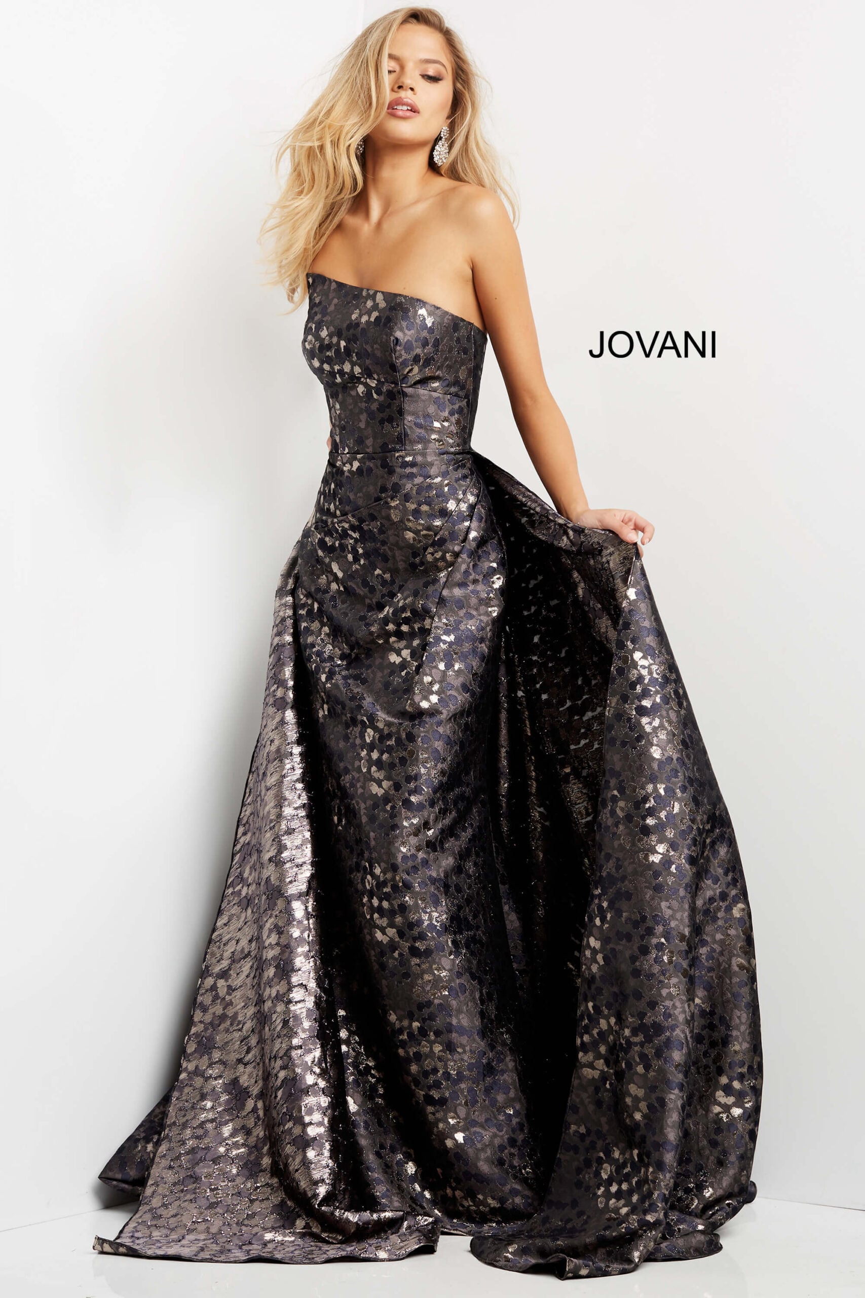 Jovani 06255 Grey Brown Strapless Fitted Evening Dress Jovani 06255 Grey Brown Strapless Fitted Evening Dress