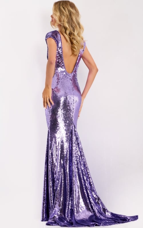 Fitted sequin gown with cap sleeves 45530