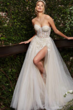 sweetheart neckline high slit tulle dress 06610
