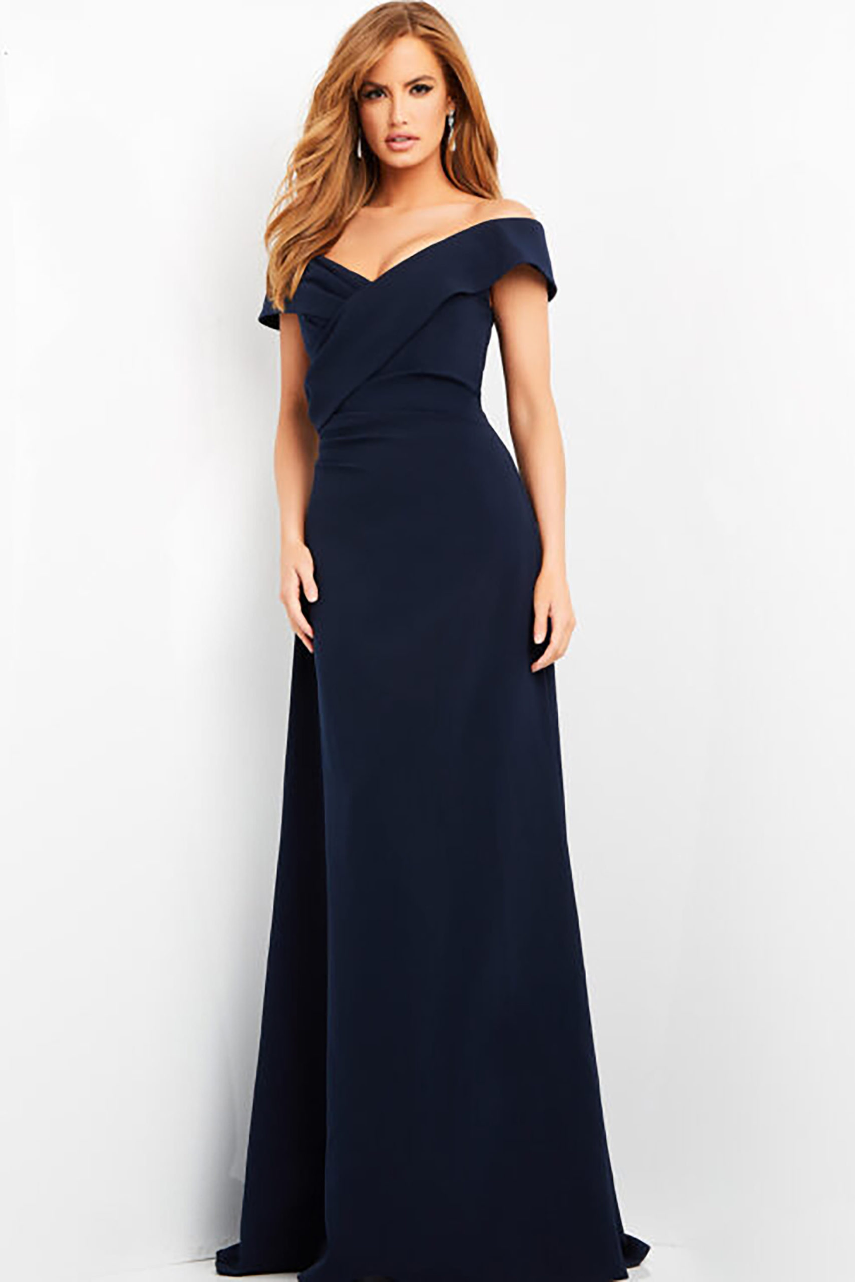 - john galiano necktie ,美しい紺色 Jovani 06746 Navy Crepe Off the Shoulder Evening Dress | Jovani