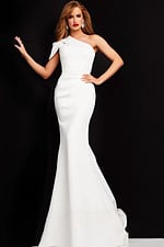 white one shoulder dress 06753
