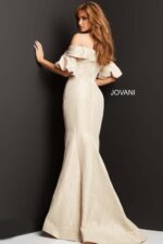 スーツ・フォーマル・ドレス Ipomoea Off Shoulder Dress Jovani 06831 Cream Off the Shoulder Short Sleeve Dress | Jovani