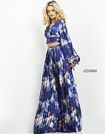 Side view of Jovani 06849 dress, highlighting pleated skirt.