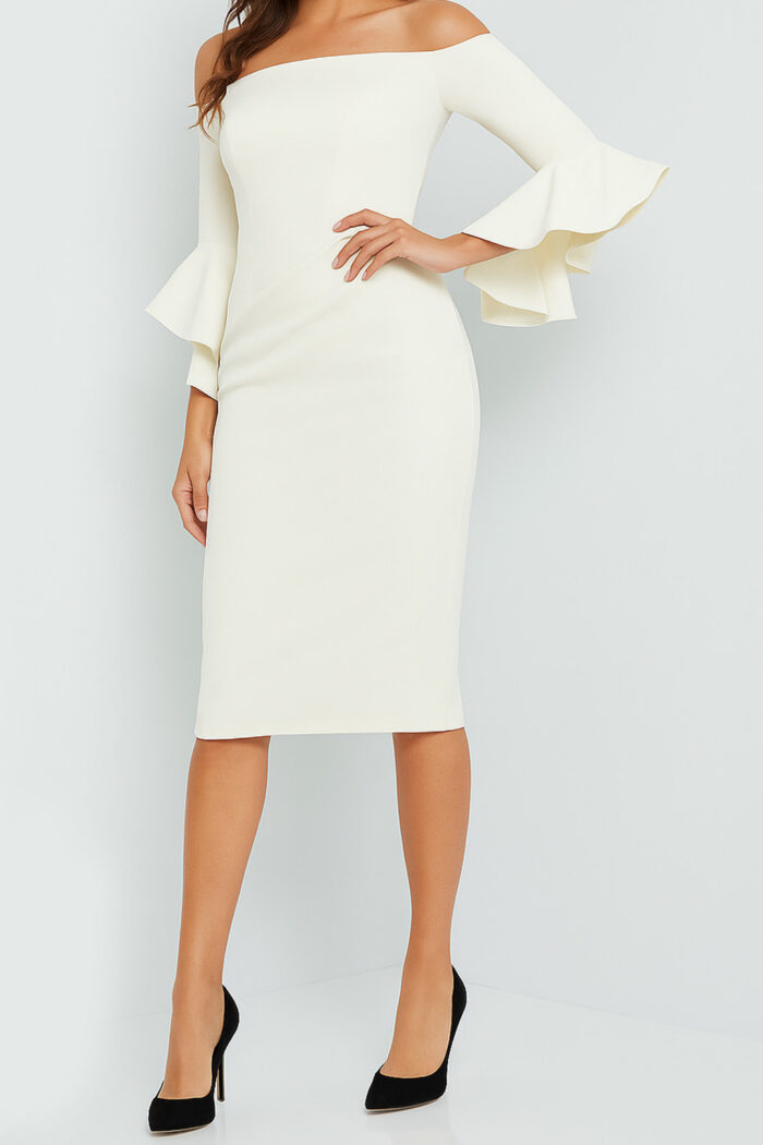 ivory short fitted dress 07066