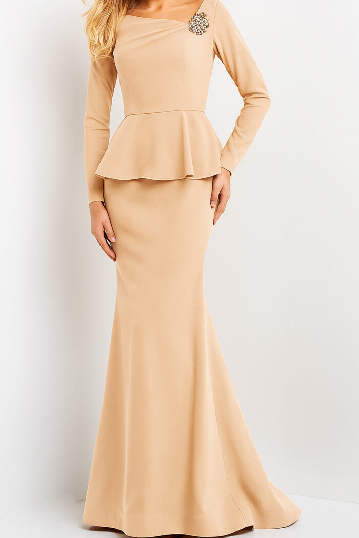 long sleeves peplum mother of the bride dress 07131