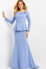 07131 peplum long sleeves dress