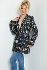 Jovani 07191 dress with multi-number print, front view.