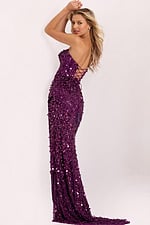 Elegant sequin gown in deep purple tone 46714
