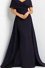 Jovani 07443 Light Blue Off the Shoulder Ruched Bodice Dress - Image 5