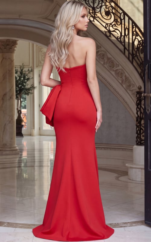 back of strapless red dress 07581