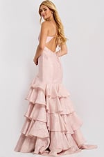 Elegant layered evening gown in blush 47329