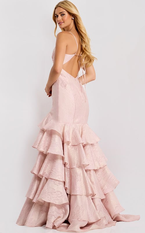 Elegant layered evening gown in blush 47329