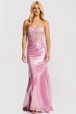 Sleeveless pink gown with sparkling details 47325
