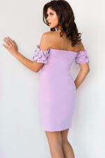 ワンピース Airy Volume Sleeve Dress misty lilac S Jovani 07824 Lilac Off the Shoulder Short Sleeve Cocktail