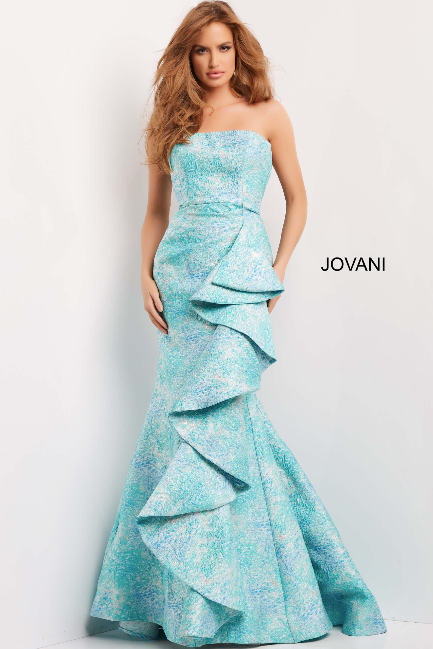JOVANI スパンコールチュールロングドレス807 Jovani S39128 Strapless Taffeta Ruched Couture Dress | Jovani
