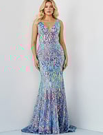 blue v neckline dress 08099