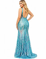 backless blue dress 08099