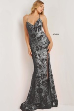 Jovani 08255 Ivory Orange Sequin Floral Sheath Formal Dress