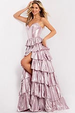 Strappy metallic gown with tiered skirt 48341