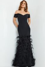 スーツ・フォーマル・ドレス 2WAY LADY LIKE FEATHER DRESS Black Lace Feather Dress in Black - XS