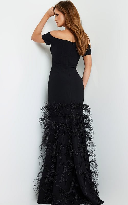black mermaid evening dress 08384