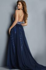 JOVANI（ジョバーニ）SALE シークイン ケープ ロングドレス Long A-Line Gown with Square Neckline and Draped Sleeves