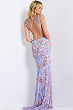 Beaded long dress with V-neckline 45533