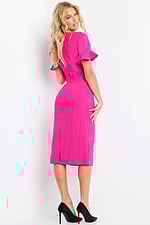 Back view of Jovani 09059 fuchsia dress featuring a sleek fit