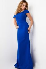 model wearing Jovani 09129 navy dress front full length
