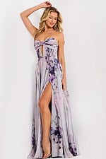 Strapless floral print gown with keyhole cutout 42564