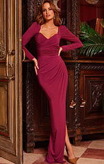 Green Jersey Long Formal Fitted Gown 09763