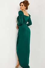 Back view of Jovani 09763 green gown highlighting fit and closure