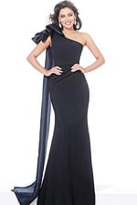 navy one shoulder dress 1008