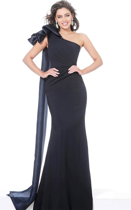 navy one shoulder dress 1008
