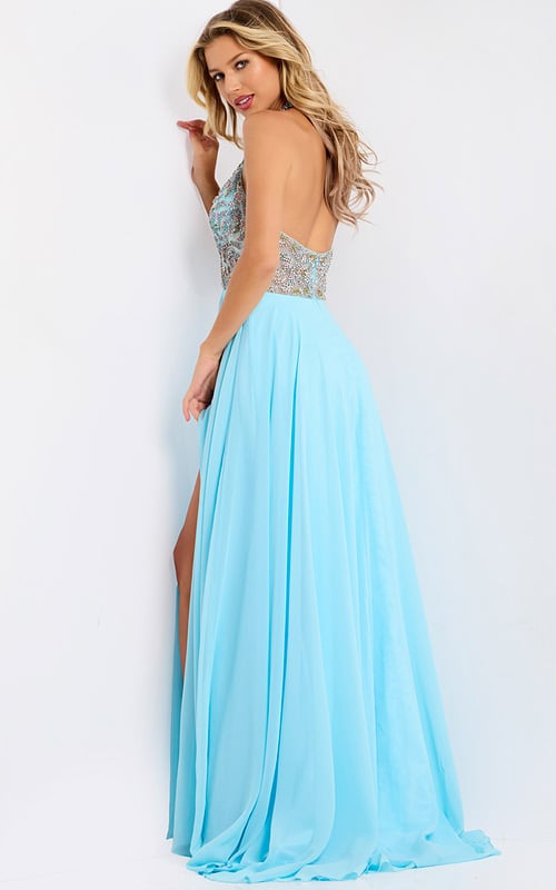 Halter evening gown with embellished bodice 48300