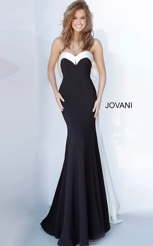 black and white v neck mermaid dress 12020
