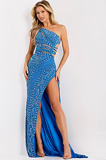 Blue beaded cutout dress 43927