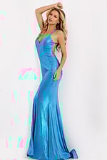 Shimmer blue fitted gown 47152