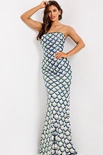 Strapless mermaid sequin gown 49260