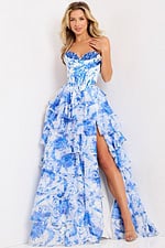 Strapless floral ruffle gown 47029