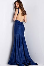 Sleeveless navy slit formal dress 43573A