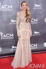 Model wearing Danielle Bradbery in Jovani 88008