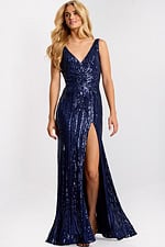 Navy sequin evening gown 48631