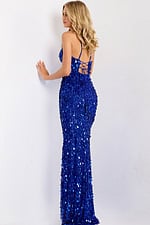 Elegant fitted sequin dress in royal blue 45262