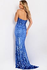 Sweetheart neckline blue sequin dress 43334