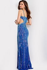 Blue beaded gown with cutout sides 40060