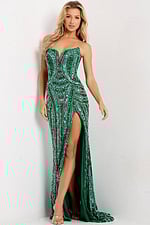 Elegant sequin gown in vibrant green 49232