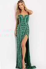 Glittering green fitted gown for prom 49232