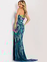 Sparkling strapless dress with high slit 49258